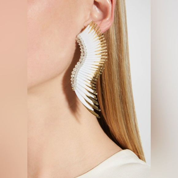 Mignonne Gavigan Madeline white silver Linear Statement Earrings full size - Picture 1 of 3